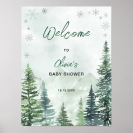 Winter Forest Baby Shower Welcome ポスター