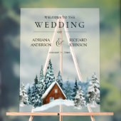 Winter Forest Cabin Lodge Wedding Welcome アクリルサイン (ニュートラル)