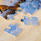 Winter Forest Cottage with Woodland Animals ジグソーパズル (側面)