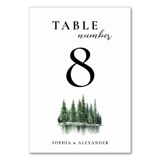 Winter Forest Elegant Wedding テーブルナンバー (正面)