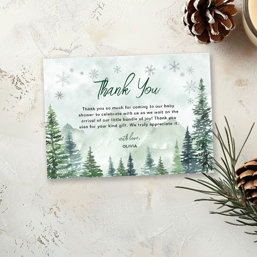 Winter Forest Gender Neutral Baby Shower サンキューカード
