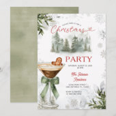 Winter Forest Martini Christmas Party Invite 招待状 (正面/裏面)
