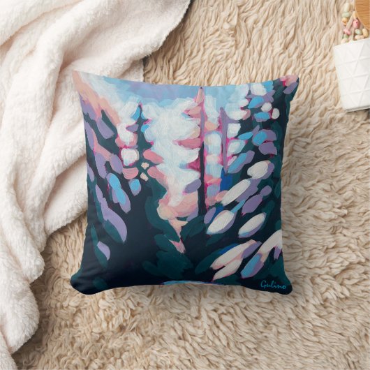 Winter Forest /Mountain Hikers Painting クッション (ブランケット)