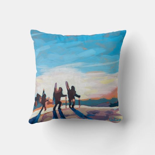 Winter Forest /Mountain Hikers Painting クッション (裏面)