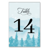 Winter Forest Pine Mountain Wedding Modern テーブルナンバー (正面)