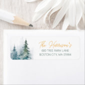 Winter Forest Pine Trees Address ラベル (インサイチュ)