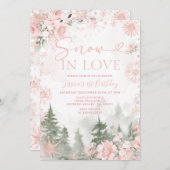 Winter Forest Pink Snow In Love Christmas Birthday 招待状 (正面/裏面)