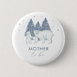 Winter Forest Polar Bear Mother To Be Baby Shower  缶バッジ
