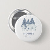 Winter Forest Polar Bear Mother To Be Baby Shower  缶バッジ (正面&裏面)