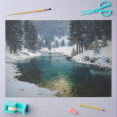Winter Forest River Landscape Decoupage 薄葉紙 (クラフト)