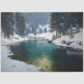 Winter Forest River Landscape Decoupage 薄葉紙 (正面)