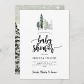 winter forest rustic baby shower invitation 招待状 (正面/裏面)