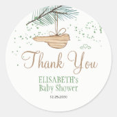 Winter forest rustic baby shower thank you favor ラウンドシール (正面)