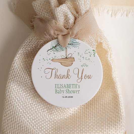 Winter forest rustic baby shower thank you favor ラウンドシール