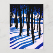 Winter Forest Shadows – 青のミニマル自然 ポストカード (正面)