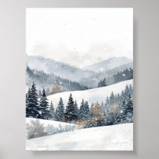 Winter Forest Snow Landscape Poster ポスター