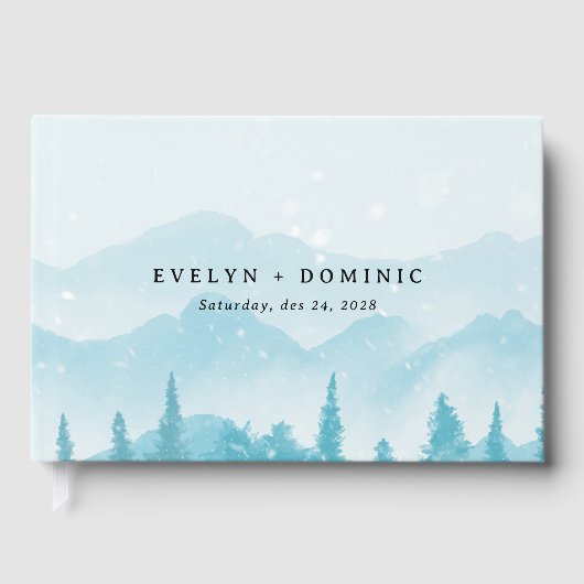 Winter Forest Snowy Mountain Wedding ゲストブック (正面)