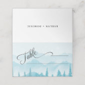 Winter Forest Snowy Mountain Wedding プレイスカード (外部開封)