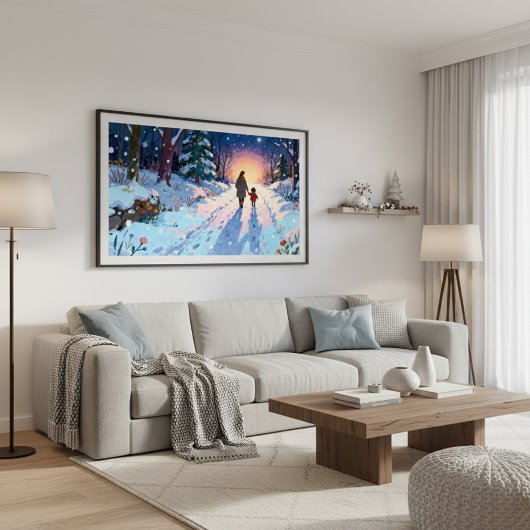 Winter Forest Walk Cozy Parent & Child Snowy Night ポスター