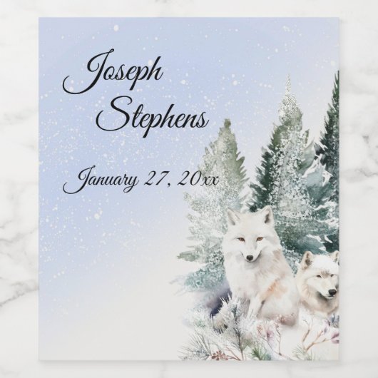 Winter Forest Watercolo Beverage Label Set ワインラベル (シングルラベル)