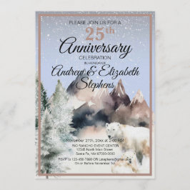Winter Forest Watercolor Anniversary Invitation 招待状