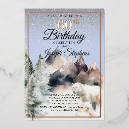 Winter Forest Watercolor Birthday Foil Invitation 箔招待状