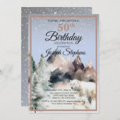 Winter Forest Watercolor Birthday Invitation 招待状 (正面/裏面)