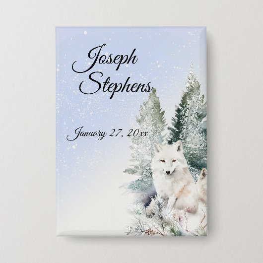 Winter Forest Watercolor Button 缶バッジ (正面)