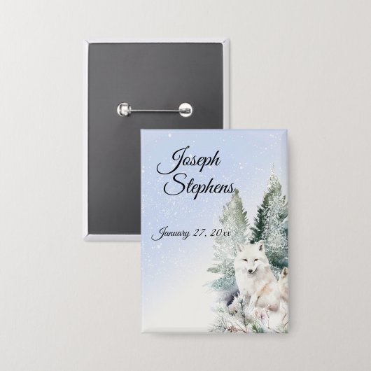 Winter Forest Watercolor Button 缶バッジ (正面/裏面)