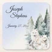 Winter Forest Watercolor Paper Coaster スクエアペーパーコースター (正面)