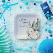 Winter Forest Watercolor Paper Plate ペーパープレート (パーティー)