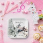 Winter Forest Watercolor Paper Plate ペーパープレート (パーティー)