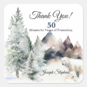 Winter Forest Watercolor Sticker スクエアシール (正面)