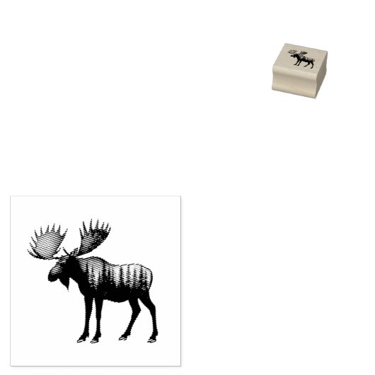 Winter Forest Woodland Moose  ラバースタンプ (押印)