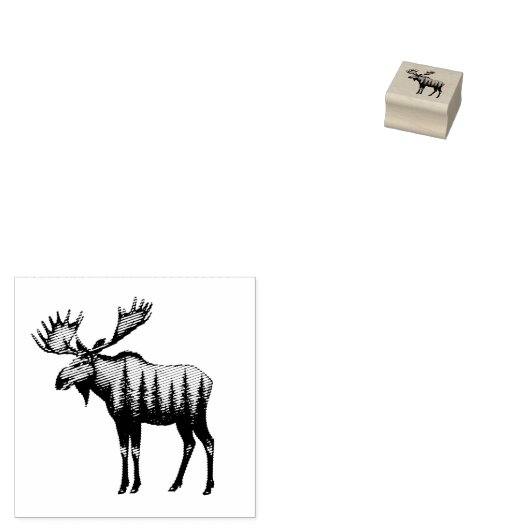 Winter Forest Woodland Moose  ラバースタンプ (押印)