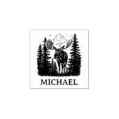 Winter Forest Woodland Moose Personalized   ラバースタンプ (インプリント)