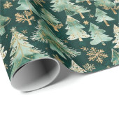 Winter Forest Wrapping Paper on Dark Background ラッピングペーパー (ロールコーナー)