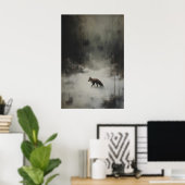 Winter Fox Art Printable Moody Woodland Animal ポスター (ホームオフィス)