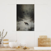 Winter Fox Art Printable Moody Woodland Animal ポスター (キッチン)