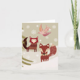 Winter Fox BLANK Greeting Card サンキューカード