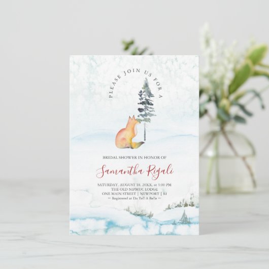 Winter Fox Bridal Shower Invitations (スタンド正面)