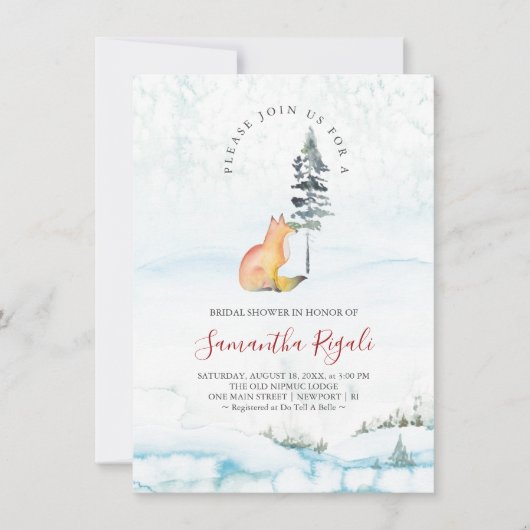 Winter Fox Bridal Shower Invitations (正面)