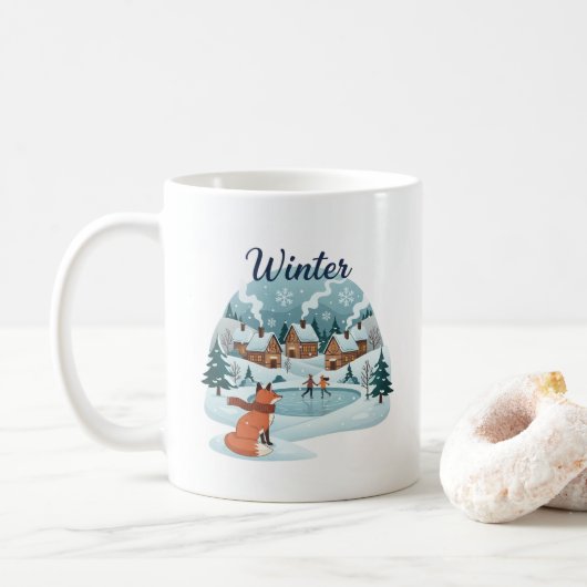 Winter Fox Ceramic Mug (11oz) コーヒーマグカップ (ドーナツ)