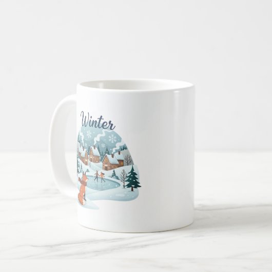 Winter Fox Ceramic Mug (11oz) コーヒーマグカップ (正面左)