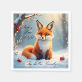 Winter Fox Christmas Paper Napkin – Customizable スタンダードカクテルナプキン