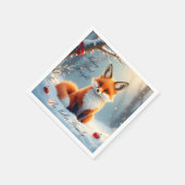 Winter Fox Christmas Paper Napkin – Customizable スタンダードカクテルナプキン (角)