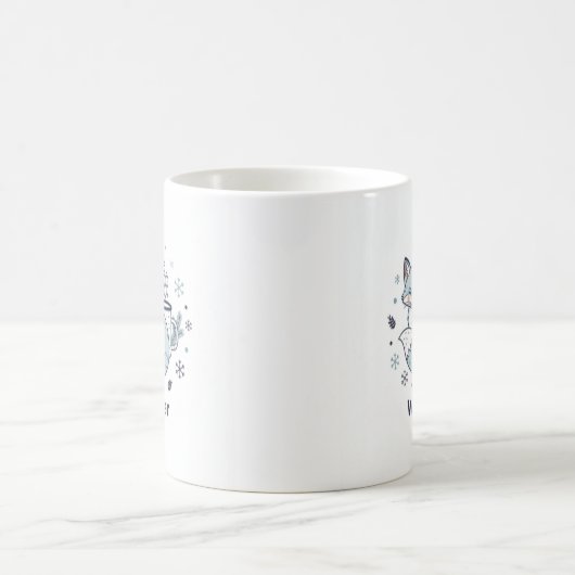 Winter Fox Coffee Mug – Cute Snowflake Ceramic Mug コーヒーマグカップ (中央)