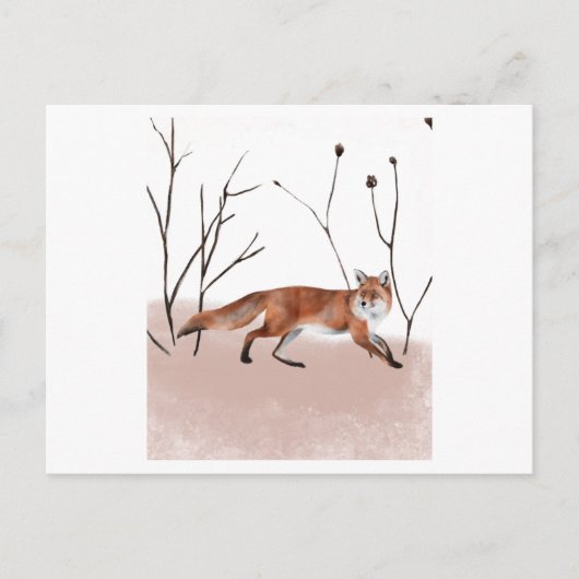 Winter fox in watercolor painting ポストカード (正面)