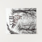 Winter Fox Tapestry | Snowy Forest Art  タペストリー (正面(横))