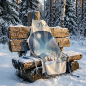 Winter Foxes by Moonlit Snowy River エプロン